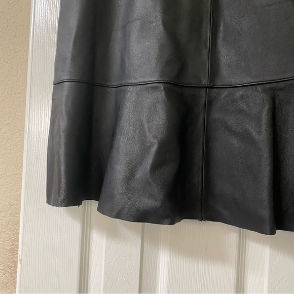 Uniform John Paul Richard Black Leather Flare Hem Mini Skirt Size 12 - Picture 8 of 15